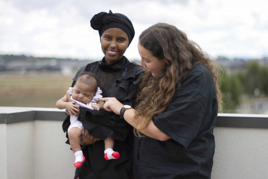 Aamina her five week old daughter and Maison